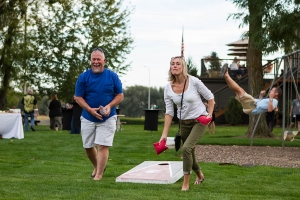 Cornhole and swing set play, a fun day had by all!