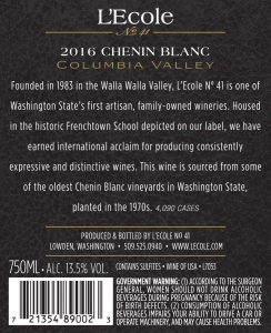 2016 Chenin Blanc back label
