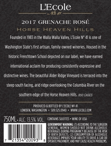 2017 Grenache Rosé Back label