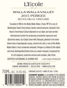 2015 Estate Perigee Back label